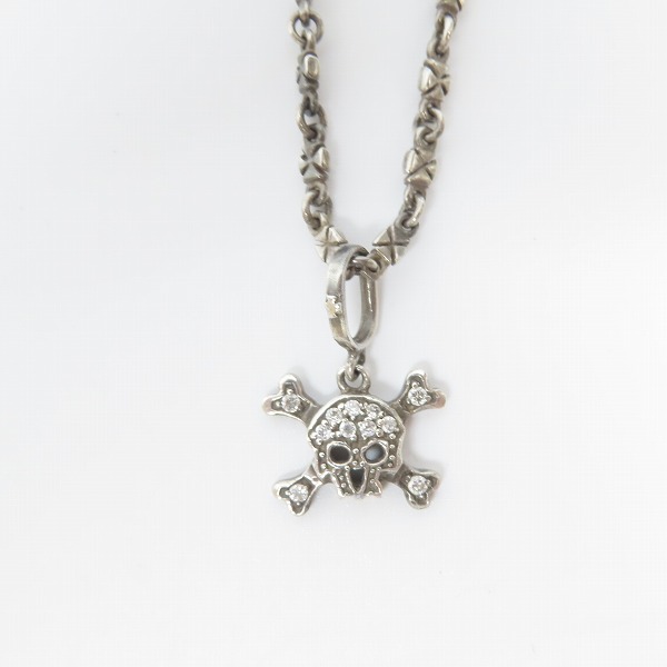 実際に弊社で買取させて頂いたLoree Rodkin/ローリーロドキン スモール フラット パヴェ スカル ペンダント/ネックレスの画像 1枚目