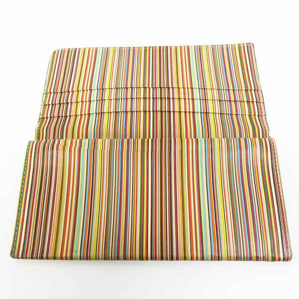 実際に弊社で買取させて頂いたPaul Smith/ポールスミス マルチカラーストライプ レザー ロングウォレット/長財布の画像 3枚目