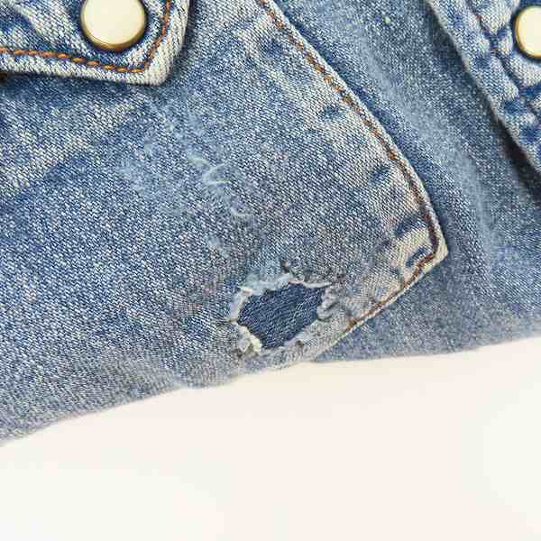 実際に弊社で買取させて頂いたBLUE BLUE/ブルーブルー リペア加工 デニムウェスタンシャツ 2の画像 5枚目