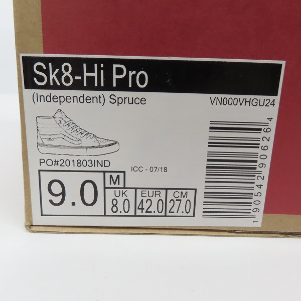 実際に弊社で買取させて頂いたVANS×INDEPENDENT/バンズ×インディペンデント SK8-HI PRO スケートハイ VN000VHGU24 /27.0の画像 8枚目