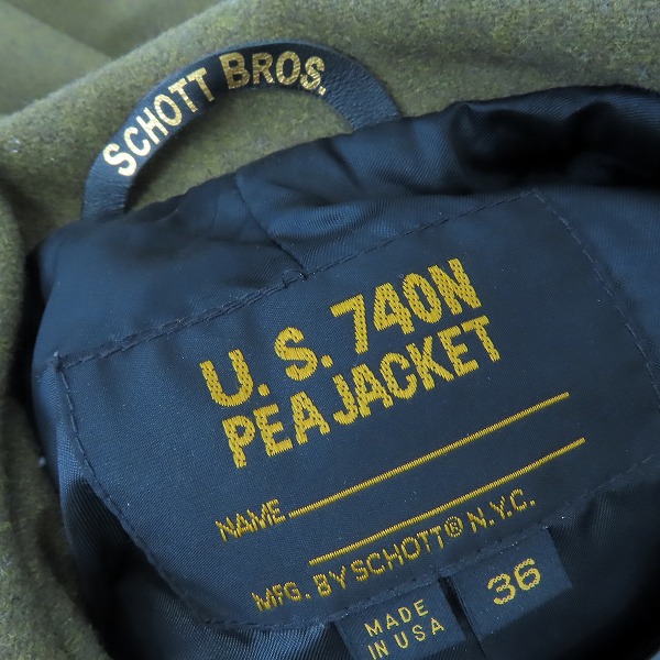 実際に弊社で買取させて頂いたSCHOTT BROS./ショットブロス  24oz スリムフィットピーコート 753UST/36の画像 2枚目