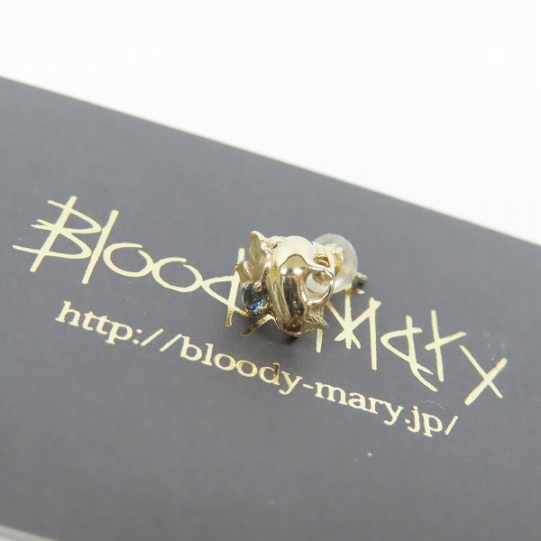 実際に弊社で買取させて頂いた【ギャラ付き】Bloody Mary/ブラッディマリー K18 化猫 ピアス Right w/ロンドンブルートパーズ