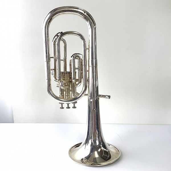 実際に弊社で買取させて頂いた★【ジャンク】YAMAHA/ヤマハ YAH-203/YAH203 アルトホルン 銀メッキ仕上げ ハードケース付の画像 1枚目