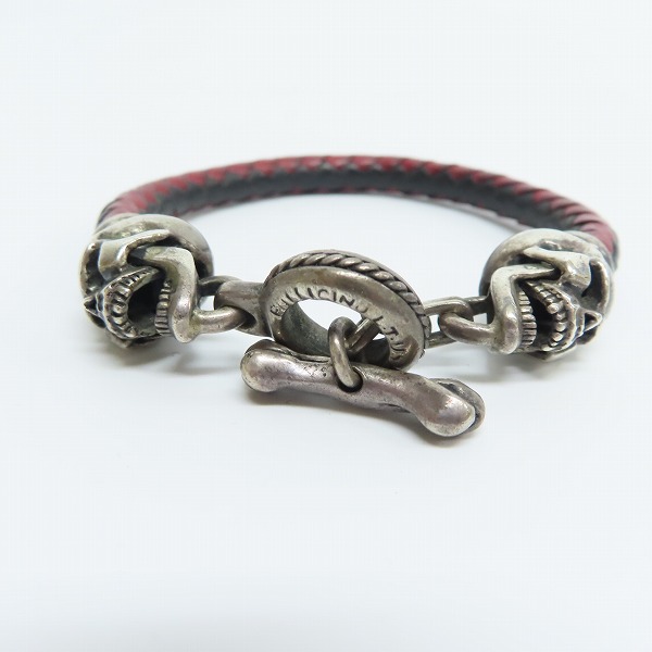 実際に弊社で買取させて頂いた【ギャラ付き】LEATHERS & TREASURES/レザーズアンドトレジャーズ スカル レザーブレスレットの画像 1枚目