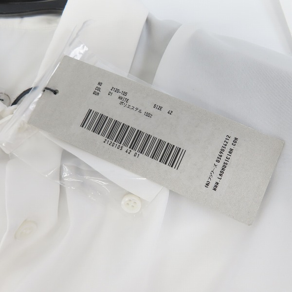 実際に弊社で買取させて頂いたLAD MUSICIAN/ラッドミュージシャン 20SS STANDARD SHIRT 長袖シャツ 白 2120-105/42の画像 6枚目