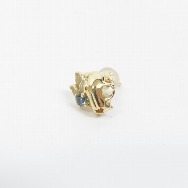 実際に弊社で買取させて頂いた【ギャラ付き】Bloody Mary/ブラッディマリー K18 化猫 ピアス Right w/ロンドンブルートパーズの画像 1枚目