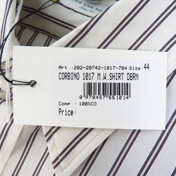 実際に弊社で買取させて頂いた【未使用】DRIES VAN NOTEN/ドリスヴァンノッテン CORBINO 1017 SHIRT ストライプシャツ/44の画像 4枚目
