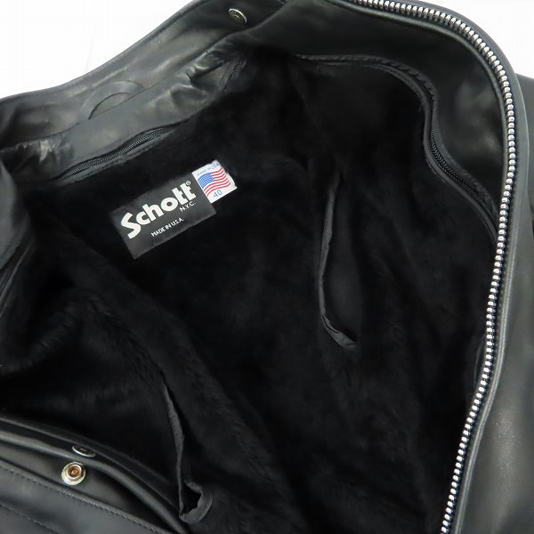 実際に弊社で買取させて頂いたSCHOTT/ショット 141 SINGLE RIDERS BLACK シングルライダースジャケット/40の画像 5枚目