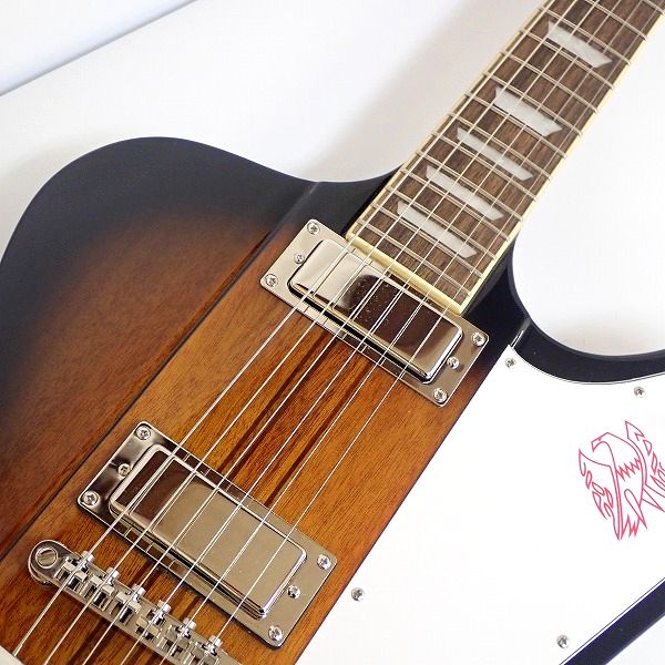 実際に弊社で買取させて頂いた★【美品】Epiphone/エピフォン  Firebird VS/Vintage Sunburst ファイヤーバード 2020年製 ギグケース付の画像 5枚目