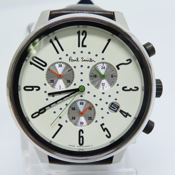 実際に弊社で買取させて頂いたPaul Smith/ポールスミス 腕時計 クロノグラフ デイト J505-T021301　【動作未確認】