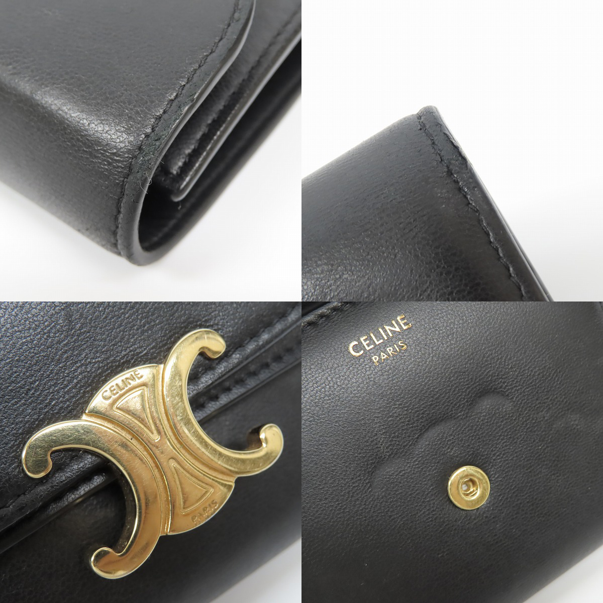 実際に弊社で買取させて頂いたCELINE/セリーヌ Triomphe/トリオンフ スモールフラップ ウォレット 10D783BZG.38NOの画像 7枚目