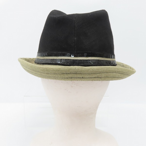 実際に弊社で買取させて頂いたCA4LA/カシラ ブラック×カーキ系 中折れハットの画像 4枚目