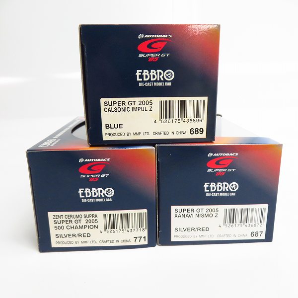 実際に弊社で買取させて頂いたEBBRO/エブロ 1/43 SUPER GT 2005 CLASONIC IMPUL Z/XANAVI NISMO Z等/689/687/771 3点セットの画像 1枚目