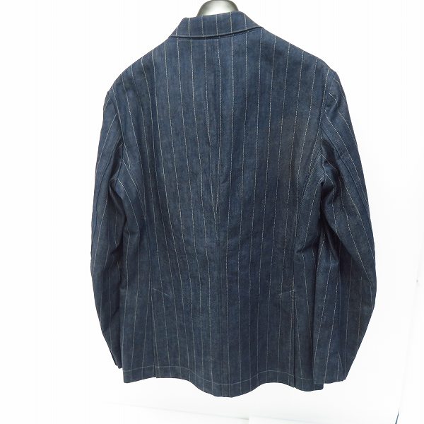 実際に弊社で買取させて頂いた【JPタグ/未使用】GIORGIO ARMANI/ジョルジオアルマーニ デニム ストライプ ジャケット 46の画像 1枚目