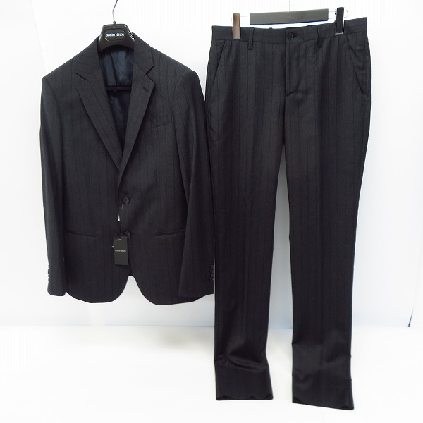 実際に弊社で買取させて頂いた【JPタグ/未使用】GIORGIO ARMANI/ジョルジオアルマーニ SOHO ストライプ スーツ セットアップ 46R