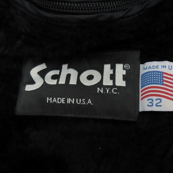 実際に弊社で買取させて頂いたSchott/ショット ボアライナー付き オイルドカウハイドレザー シングルライダースジャケット 141 Size：32の画像 3枚目