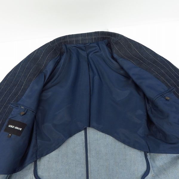実際に弊社で買取させて頂いた【JPタグ/未使用】GIORGIO ARMANI/ジョルジオアルマーニ デニム ストライプ ジャケット 46の画像 6枚目