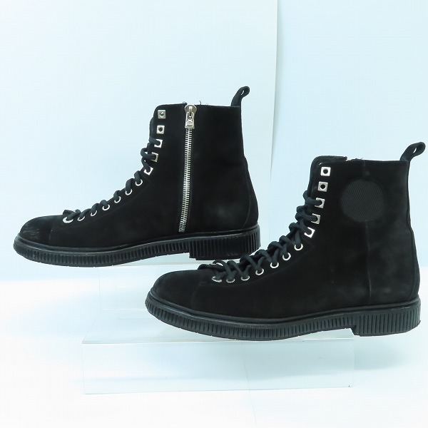 実際に弊社で買取させて頂いたJIMMY CHOO/ジミーチュウ Kurt Black Suede Lace Up Boots スウェードレザー サイドジップブーツ 44の画像 2枚目