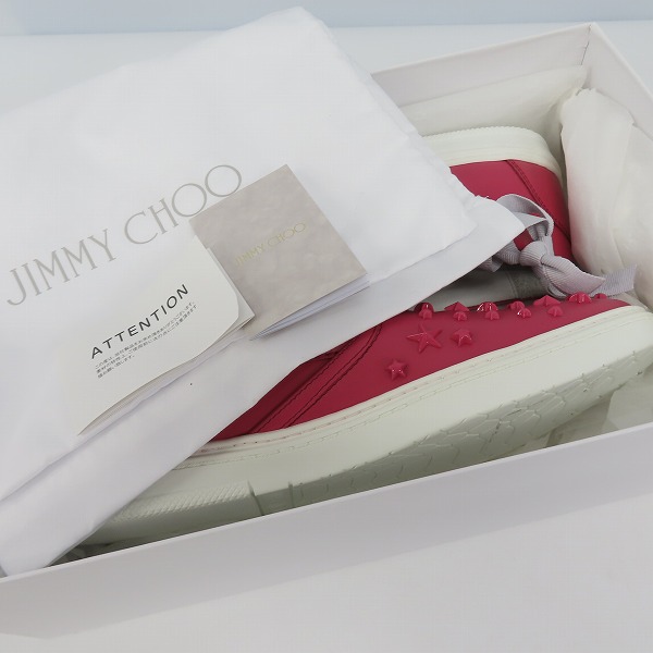 実際に弊社で買取させて頂いたJIMMY CHOO/ジミーチュウ  スリッポン レザー スニーカー スタースタッズ GROVE OMX 191/42の画像 7枚目