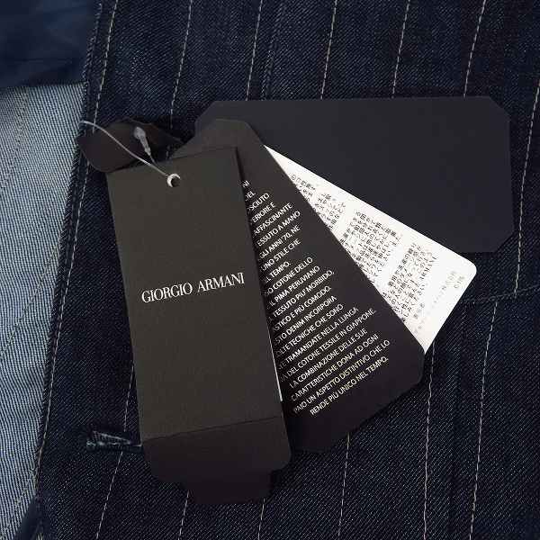 実際に弊社で買取させて頂いた【JPタグ/未使用】GIORGIO ARMANI/ジョルジオアルマーニ デニム ストライプ ジャケット 46の画像 7枚目