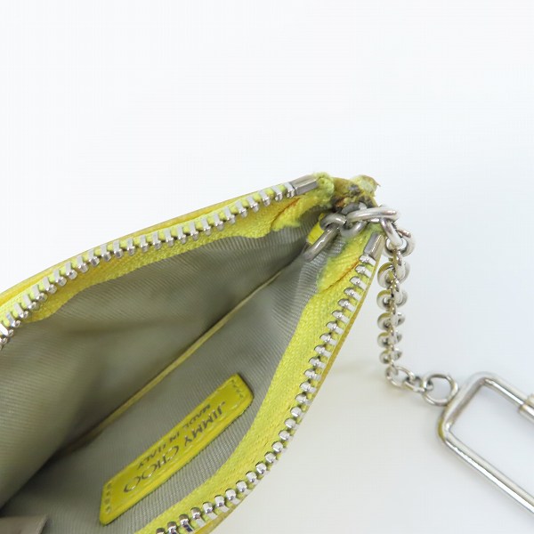 実際に弊社で買取させて頂いたJIMMY CHOO/ジミーチュウ スタースタッズ カラビナチェーン付き コインケースの画像 3枚目