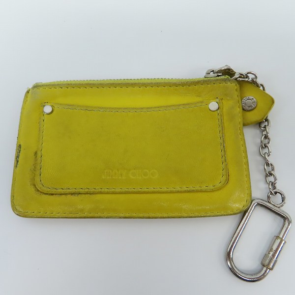 実際に弊社で買取させて頂いたJIMMY CHOO/ジミーチュウ スタースタッズ カラビナチェーン付き コインケースの画像 1枚目