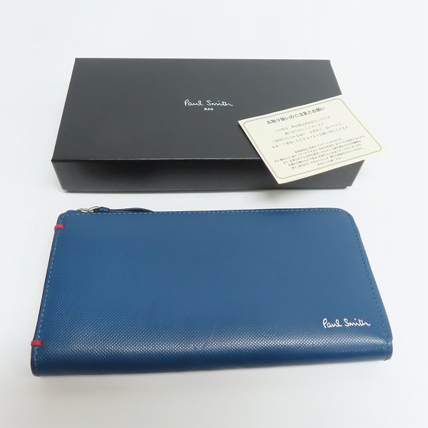実際に弊社で買取させて頂いたPaul Smith/ポールスミス L字ファスナー ウォレット/長財布 ブルーの画像 8枚目
