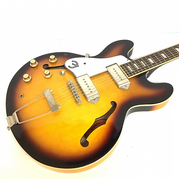 実際に弊社で買取させて頂いた★難あり Epiphone/エピフォン Lefty Casino VS レフティカジノ フルアコ エレキギター ソフトケース付きの画像 6枚目
