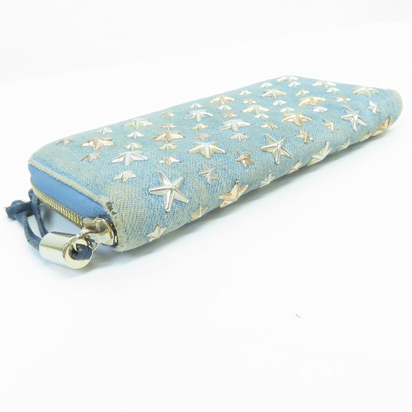 実際に弊社で買取させて頂いたJIMMY CHOO/ジミーチュウ フィリパ デニム スタースタッズ ラウンドファスナー ウォレット/長財布の画像 2枚目