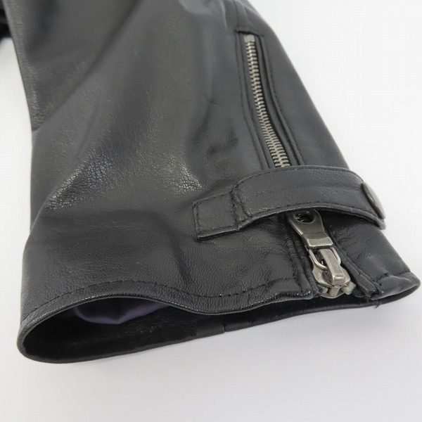 実際に弊社で買取させて頂いたPS Paul Smith/ポールスミス ラム レザー ライダースジャケット/Lの画像 4枚目