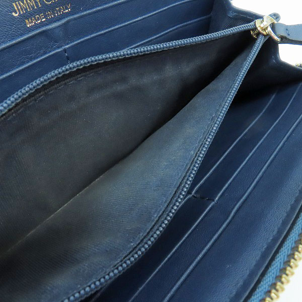 実際に弊社で買取させて頂いたJIMMY CHOO/ジミーチュウ フィリパ デニム スタースタッズ ラウンドファスナー ウォレット/長財布の画像 4枚目