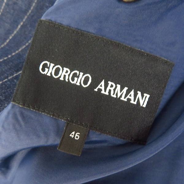 実際に弊社で買取させて頂いた【JPタグ/未使用】GIORGIO ARMANI/ジョルジオアルマーニ デニム ストライプ ジャケット 46の画像 2枚目