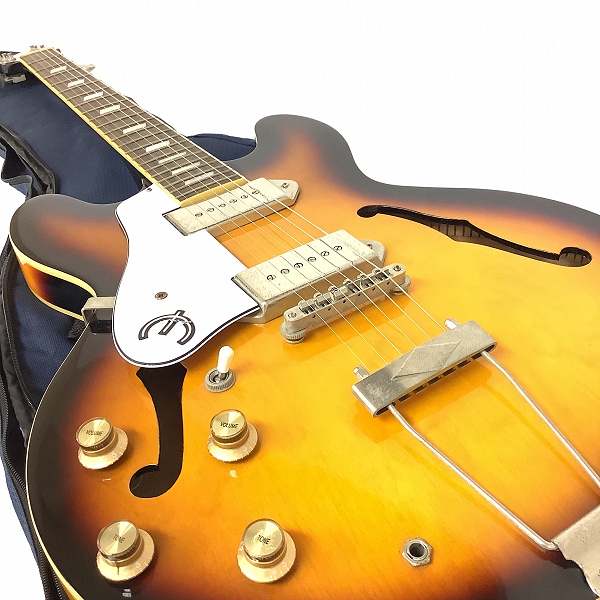 実際に弊社で買取させて頂いた★難あり Epiphone/エピフォン Lefty Casino VS レフティカジノ フルアコ エレキギター ソフトケース付き