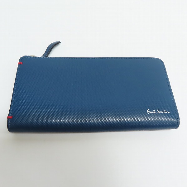 実際に弊社で買取させて頂いたPaul Smith/ポールスミス L字ファスナー ウォレット/長財布 ブルーの画像 1枚目