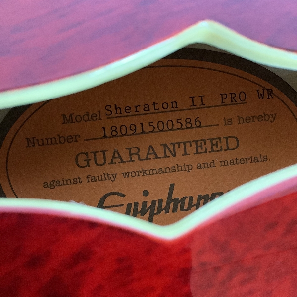 実際に弊社で買取させて頂いた★Epiphone/エピフォン Sheraton-II Pro WR セミアコ エレキギター ソフトケース付きの画像 7枚目