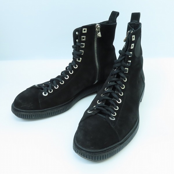 実際に弊社で買取させて頂いたJIMMY CHOO/ジミーチュウ Kurt Black Suede Lace Up Boots スウェードレザー サイドジップブーツ 44