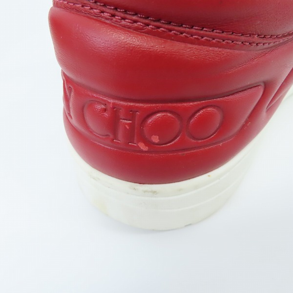 実際に弊社で買取させて頂いたJIMMY CHOO/ジミーチュウ 193HAWAII/M レザー スニーカー レッド/41の画像 6枚目