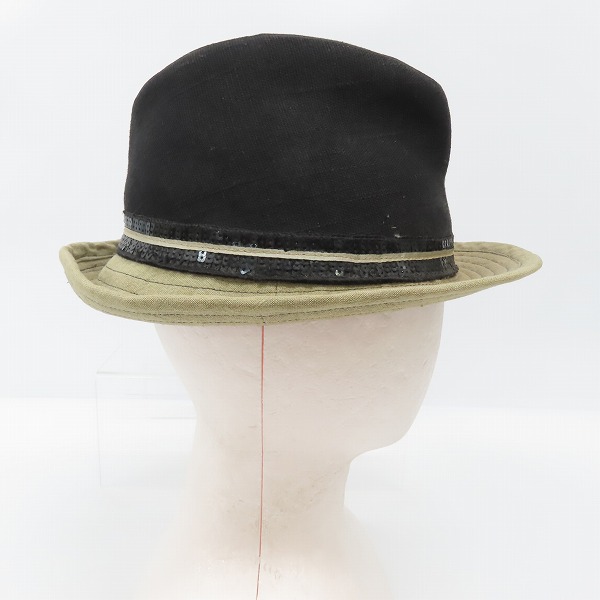 実際に弊社で買取させて頂いたCA4LA/カシラ ブラック×カーキ系 中折れハットの画像 3枚目