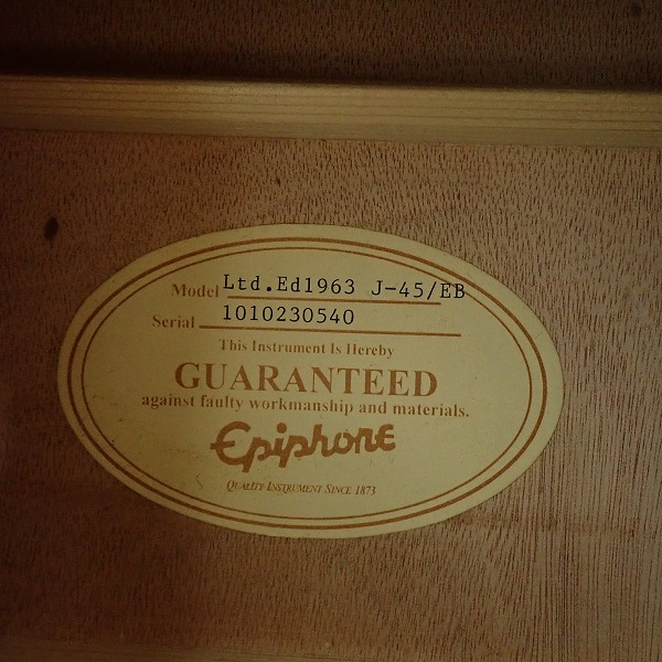 実際に弊社で買取させて頂いた★Epiphone/エピフォン Limited Edition 1963 EJ-45 EB アコースティックギター/アコギ ソフトケース付の画像 4枚目