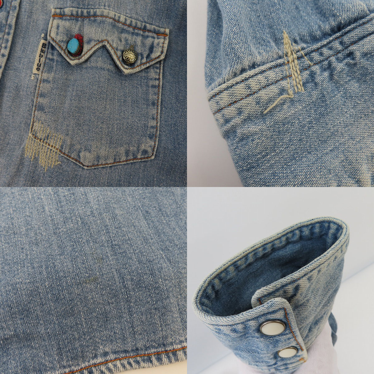 実際に弊社で買取させて頂いたBLUE BLUE/ブルーブルー コンチョボタン デニム ウエスタンシャツ/2の画像 7枚目