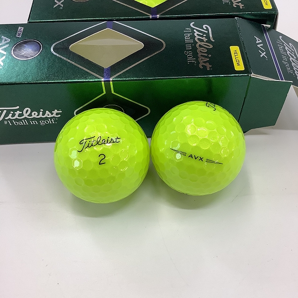 実際に弊社で買取させて頂いた【未使用】Titleist/タイトリスト AVX イエロー ゴルフボール 2スリーブの画像 1枚目