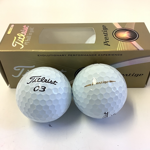実際に弊社で買取させて頂いた【未使用】Titleist/タイトリスト Preatige ホワイト/ゴールドパール ゴルフボール 1ダースの画像 1枚目
