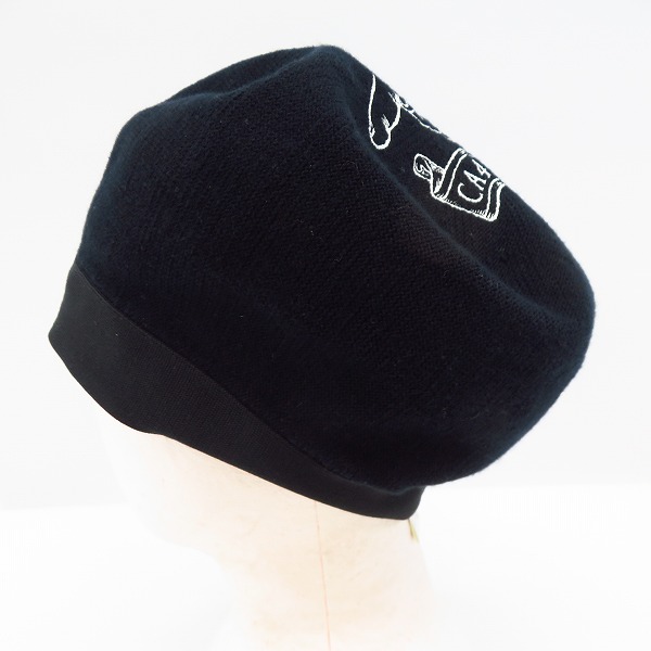 実際に弊社で買取させて頂いたCA4LA/カシラ プリント ベレー帽 ブラックの画像 1枚目