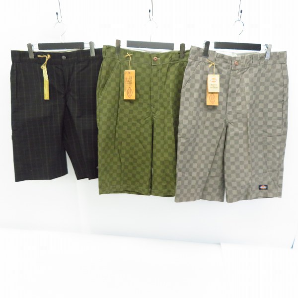 実際に弊社で買取させて頂いた【未使用】Dickies/ディッキーズ チェック柄ショートパンツ/ショーツ size：W34 3点セット　