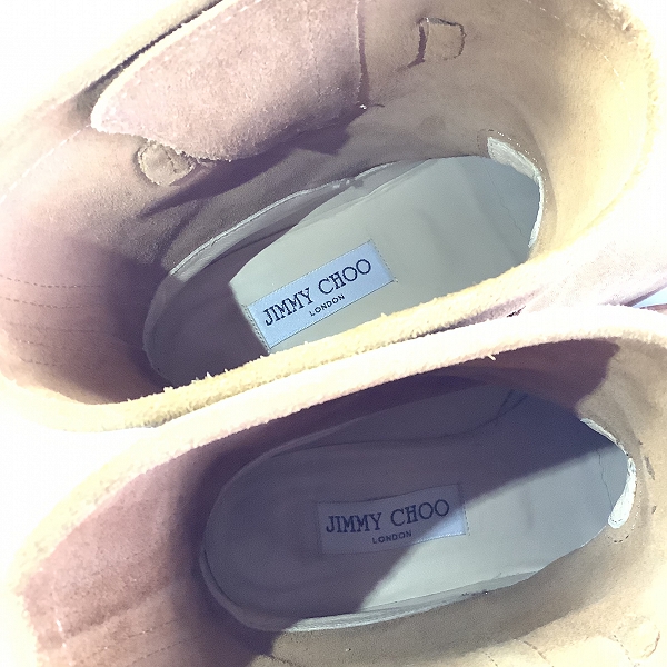 実際に弊社で買取させて頂いたJIMMY CHOO/ジミーチュウ YOUTH ロゴプレート スウェードレザー エンジニアブーツ EU38.5の画像 4枚目