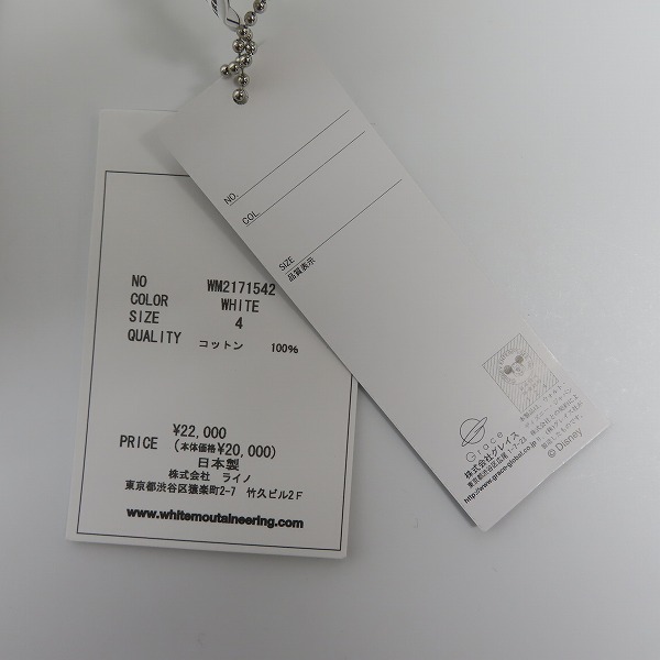実際に弊社で買取させて頂いた【未使用】White Mountaineering/ホワイトマウンテニアリング Disney/ディズニー ミッキー 長袖 カットソー WM2171542/4の画像 4枚目