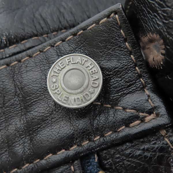 実際に弊社で買取させて頂いたTHE FLAT HEAD/フラットヘッド 馬革/ホースハイド レザーパンツ ブラック 3007H size：W33の画像 5枚目