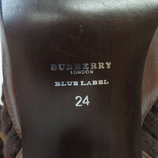 実際に弊社で買取させて頂いたBURBERRY BLUE LABEL/バーバリーブルーレーベル 編みあげ ソックス ブーツ/ヒール ブラウン 24の画像 4枚目