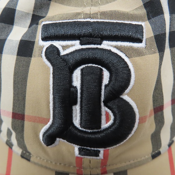実際に弊社で買取させて頂いたBURBERRY/バーバリー TB立体刺繍 チェック柄ベースボールキャップ/帽子 ARCHIVE-BEIGE 8027502/Mの画像 8枚目