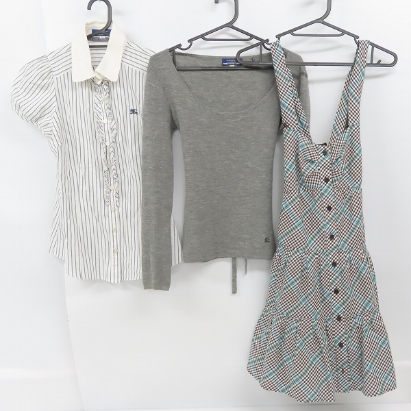 実際に弊社で買取させて頂いたBURBERRY BLUE LABEL/バーバリーブルーレーベル チェック柄 ワンピース/半袖シャツ/カットソー 36/38 3点セット